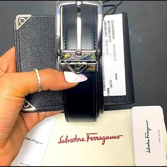 NWT: Salvatore Ferragamo Reversible Belt w/ gancini corner logo (m/l) - Picture 5 of 5